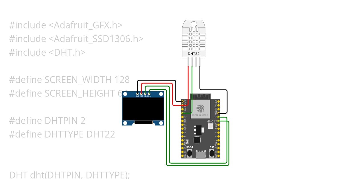 ESP32 - DHT - SSD1306 simulation