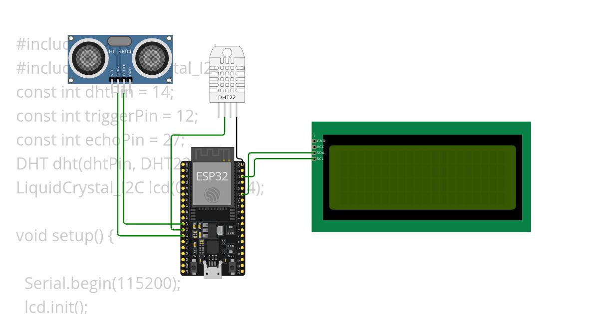 Combined Temp and UltraSonic Sensor simulation