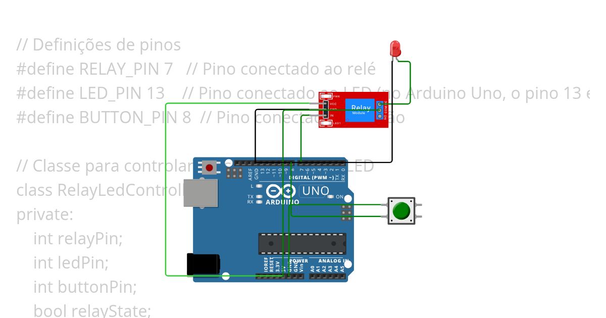 relé led e botao (com millis e classe) arduino simulation