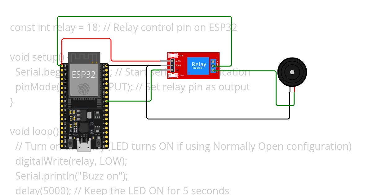 Relay Buzzer simulation