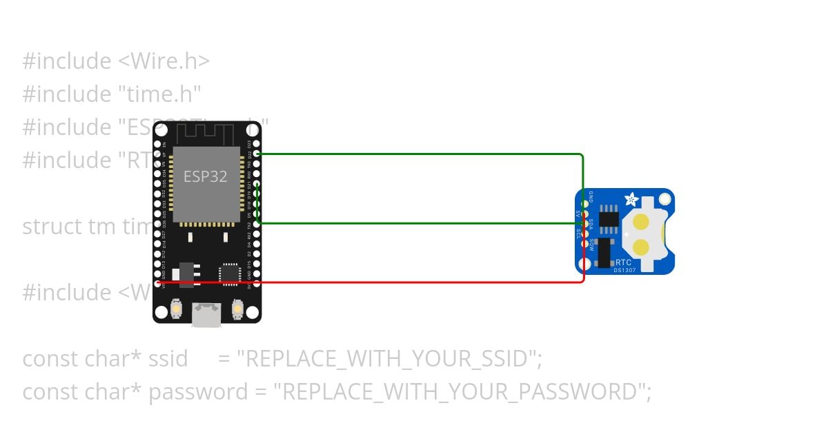 rtc interfacing with esp32 wokwi Copy simulation