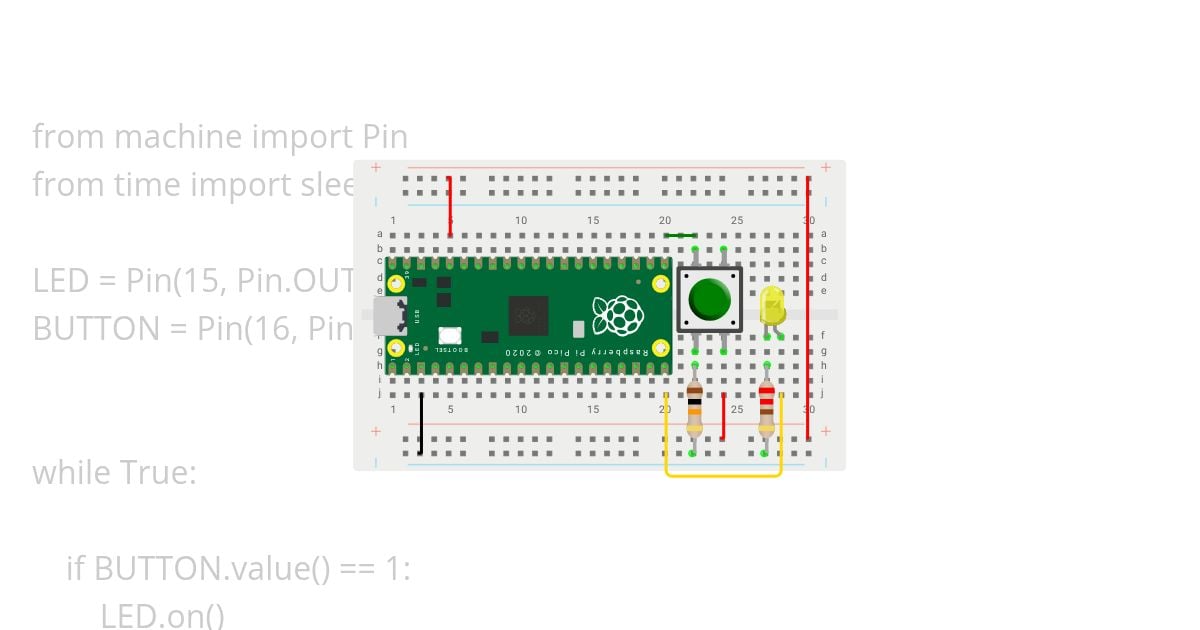 Raspberry Pi Pico Push Button and LED  simulation