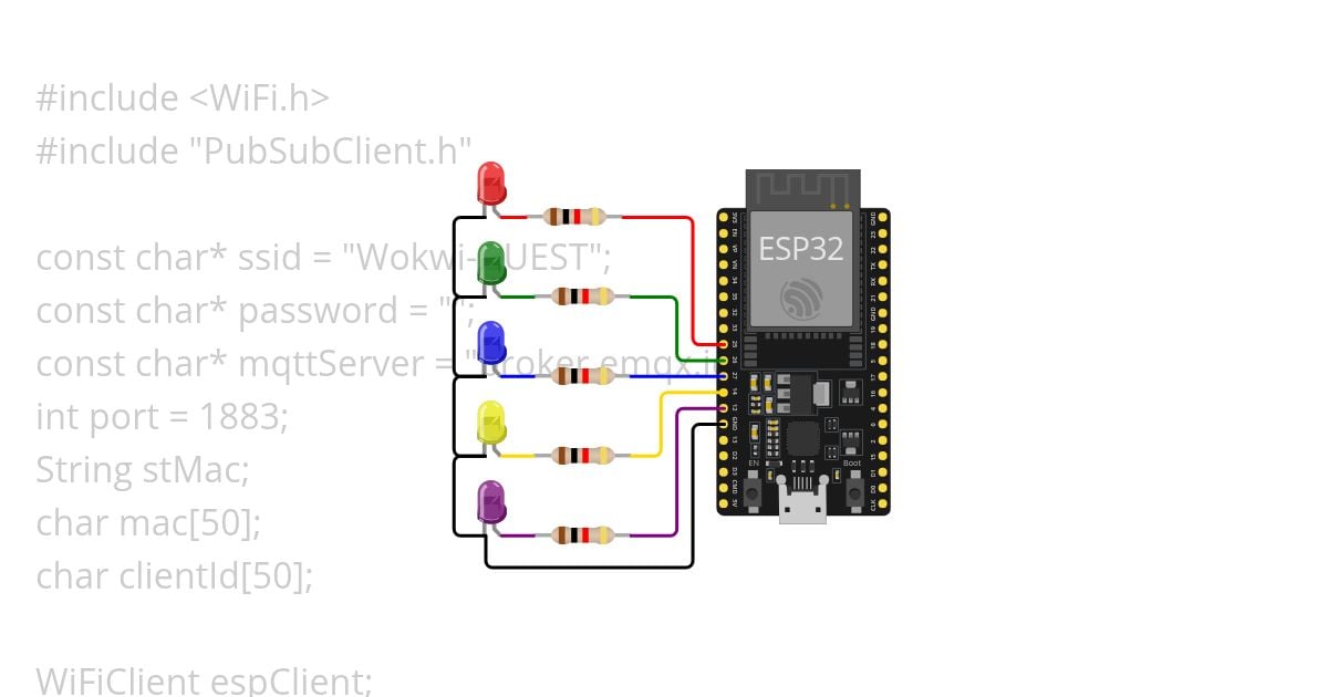 ESP32 LED MQTT OpenCV simulation