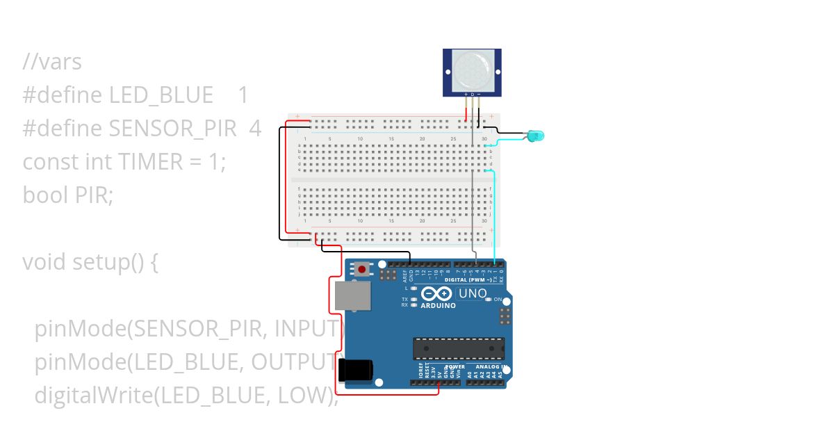 LED LIGAR COM SENSOR simulation