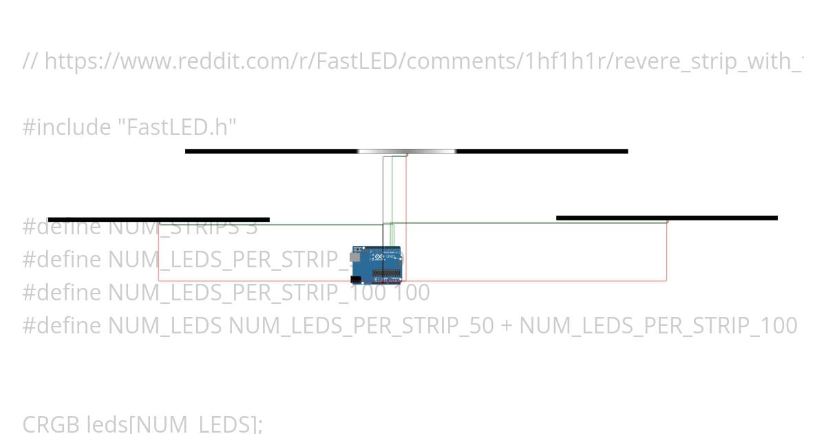 FastLed Inverse Strip Copy simulation