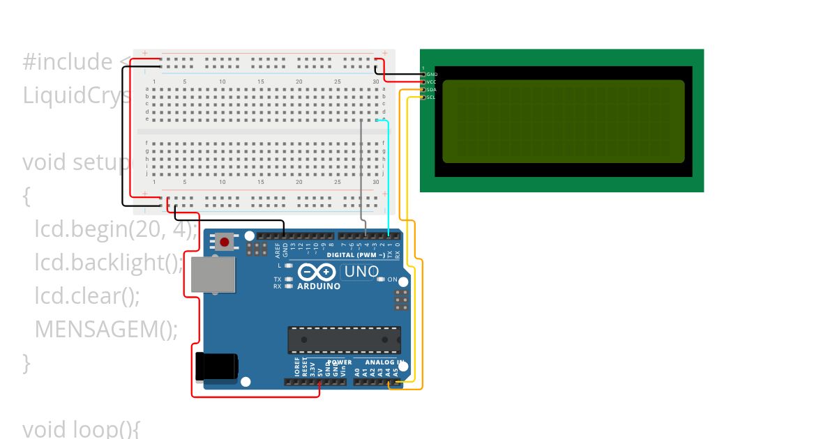 LCD i2c - Hello Word! simulation