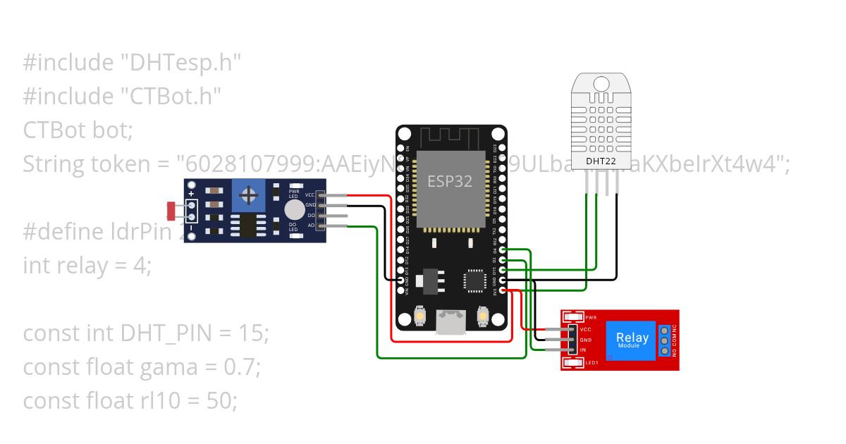 TelBot DHT22 LDR simulation
