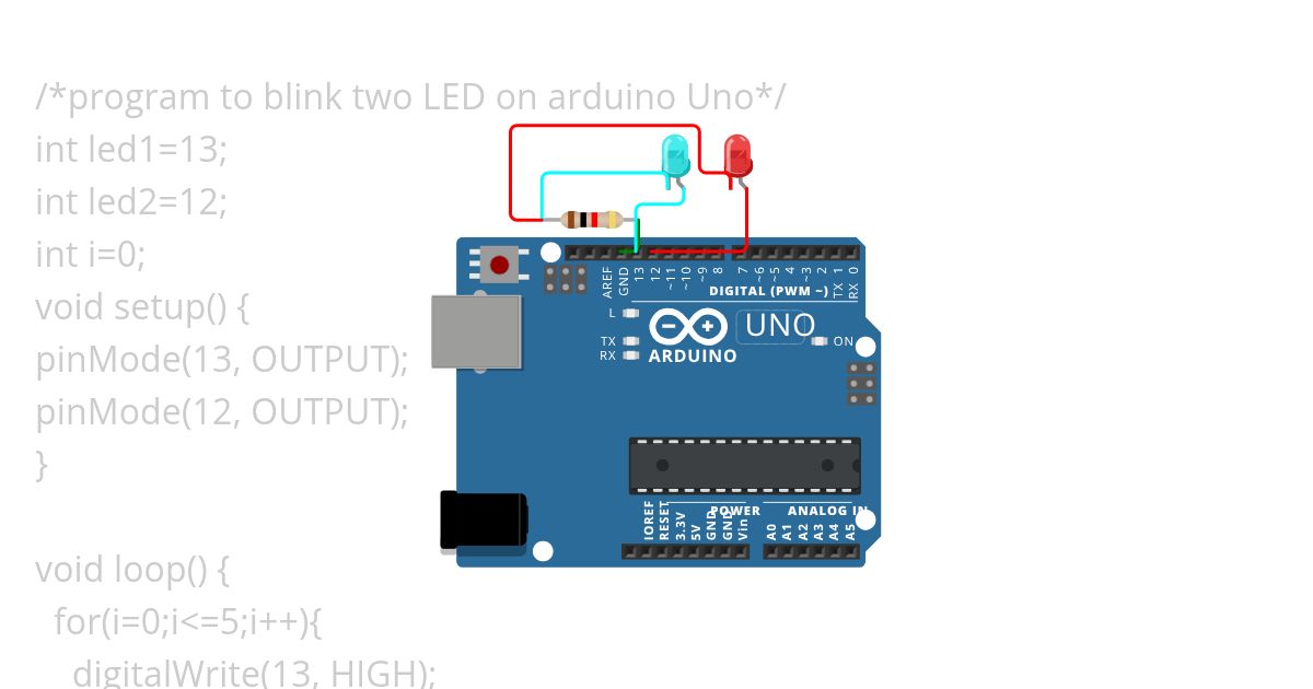 12.For loop LED blink simulation