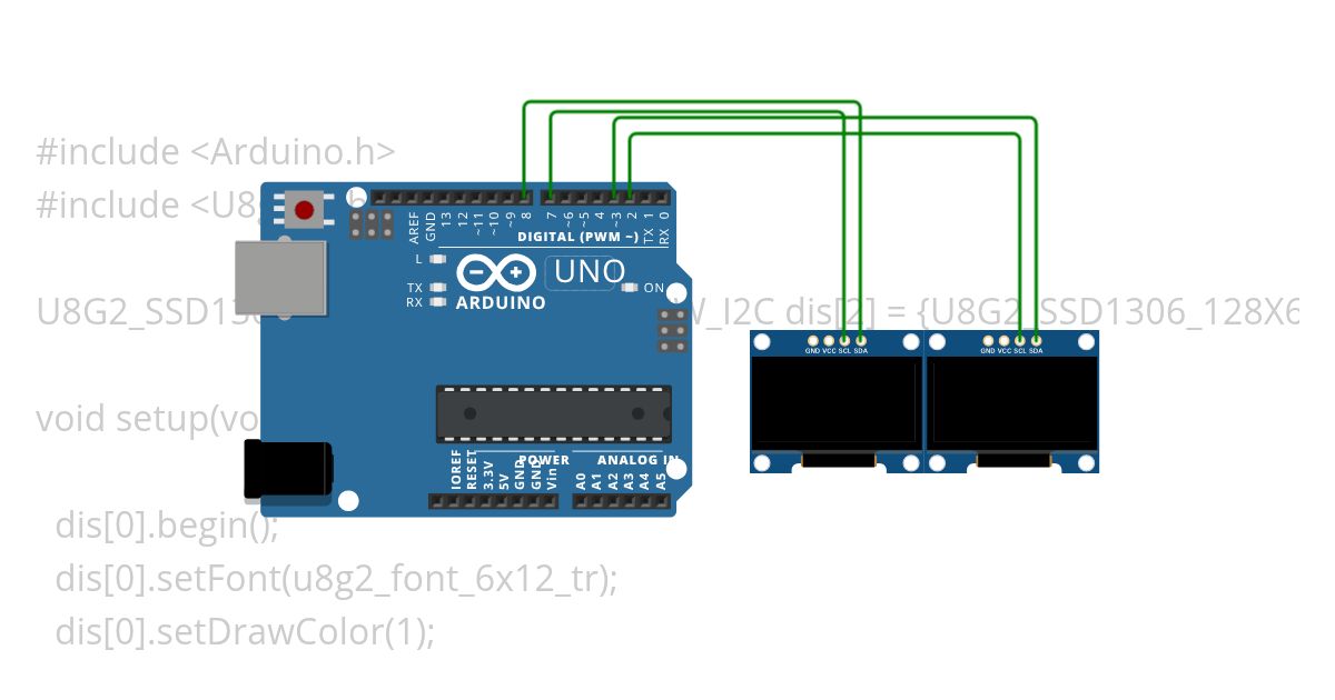 u8g2 dual display simulation