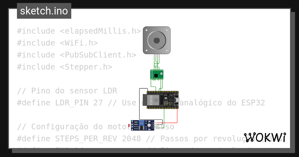 stepper motor solar light sensor (esp8266) - Wokwi ESP32, STM32 ...