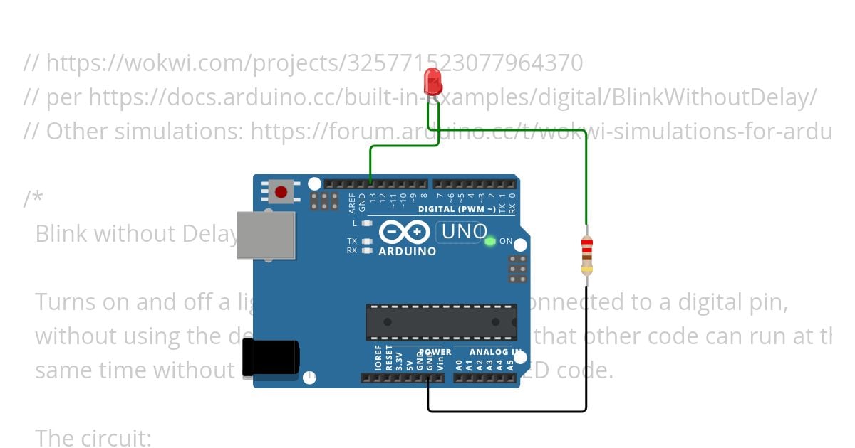 BlinkWithoutDelay_SerialPrinting.ino Copy simulation