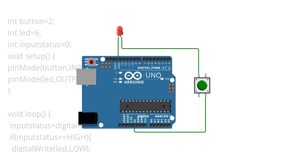 6,1 led with push button simulation