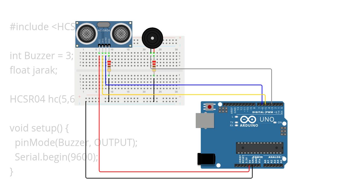 Alarm Sensor Parkir Mobi simulation