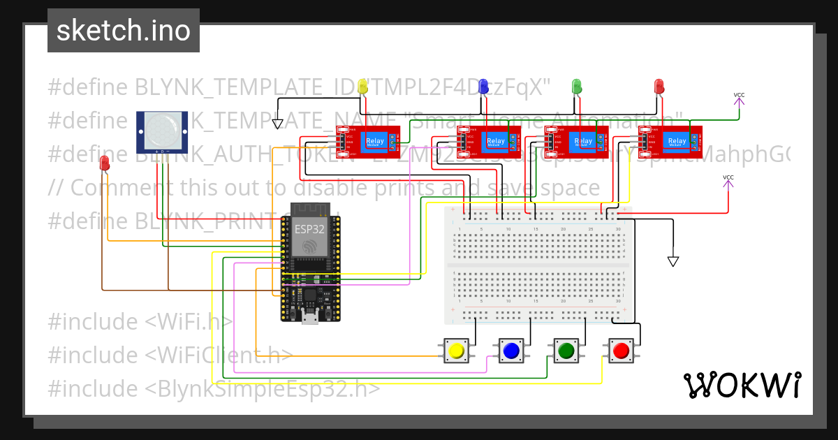 Smart Home Automation - Wokwi ESP32, STM32, Arduino Simulator