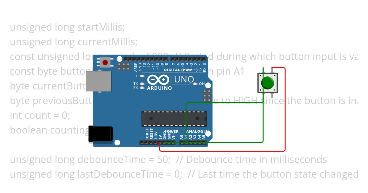 millis() count button press simulation
