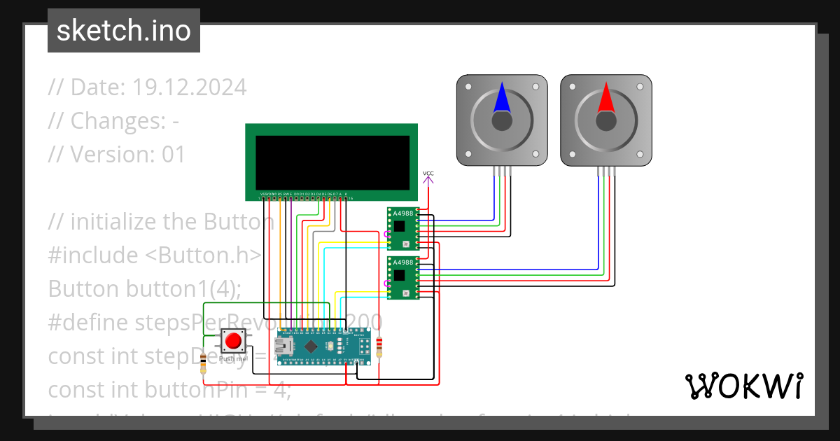 Arduino Nano with 2 Stepper Motor - Wokwi ESP32, STM32, Arduino Simulator