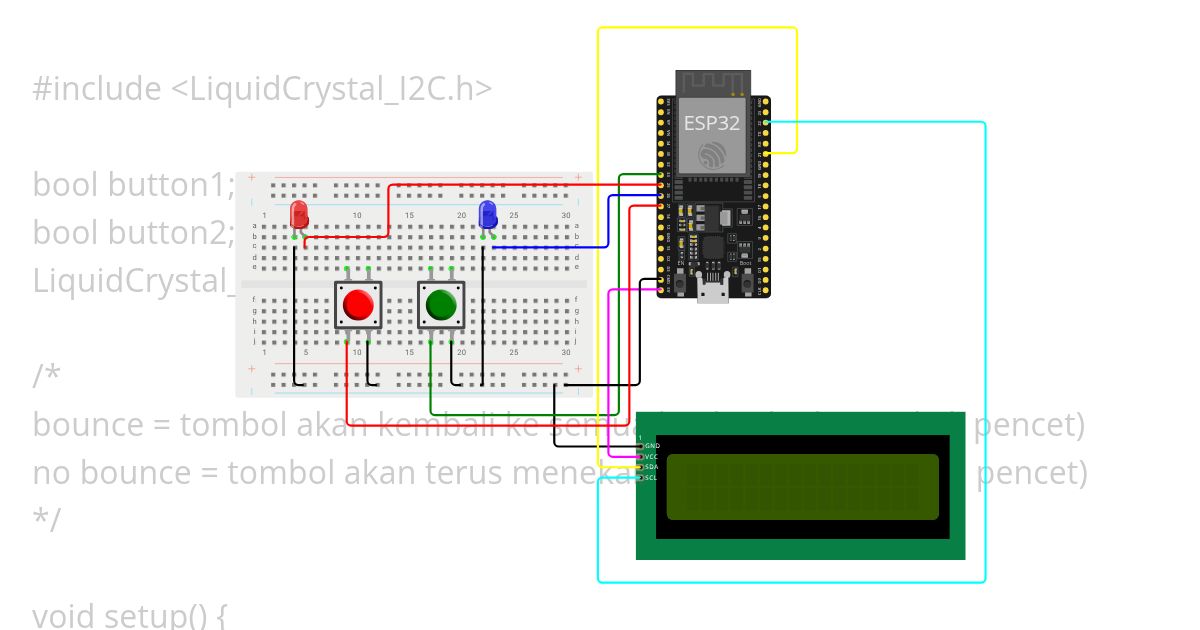 2 led dengan 2 push button onoff simulation