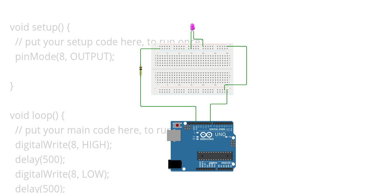 01_Blink Breadboard simulation