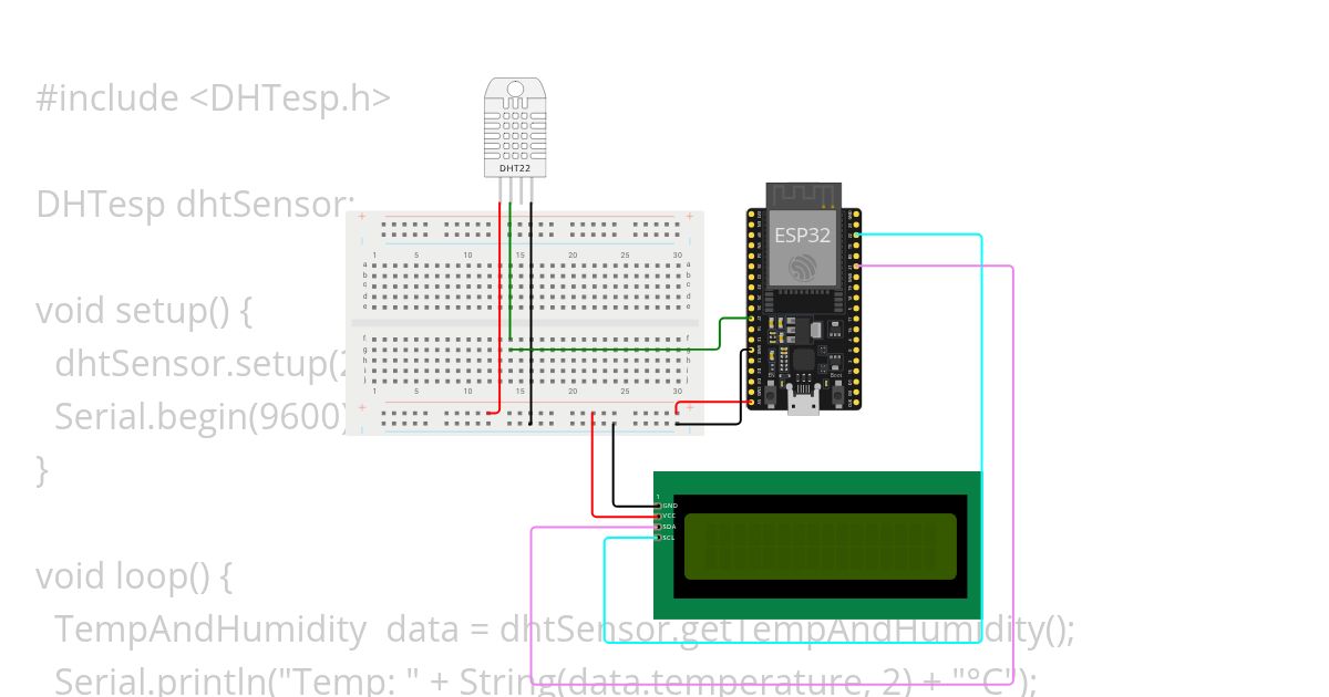 suhu dht 222 ke led simulation