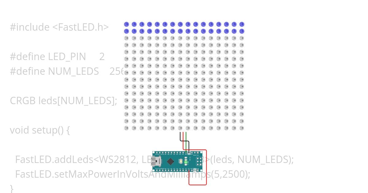 16x16 Matrix, FastLED.h simulation