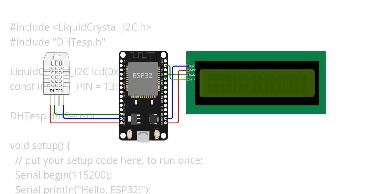 ESP32-DHT22-LCD С++ simulation