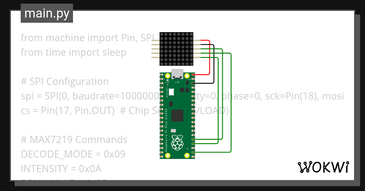 MCA Lab1 8x8 LED Matrix (Scroll) - Wokwi ESP32, STM32, Arduino Simulator