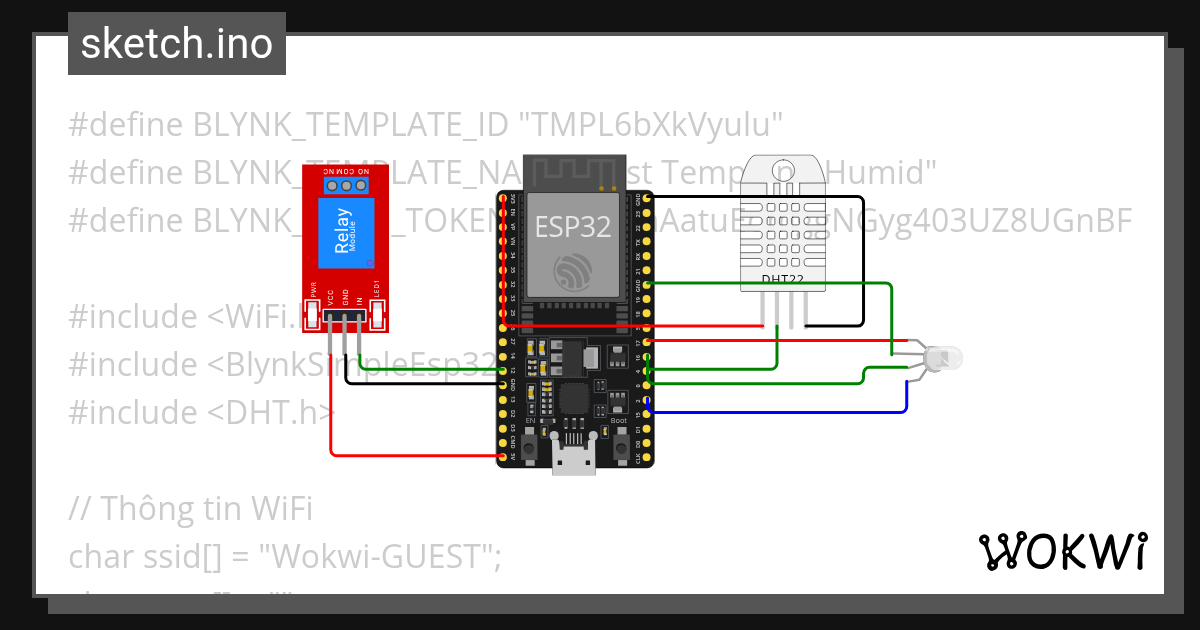 Test Sensor + Control - Wokwi ESP32, STM32, Arduino Simulator