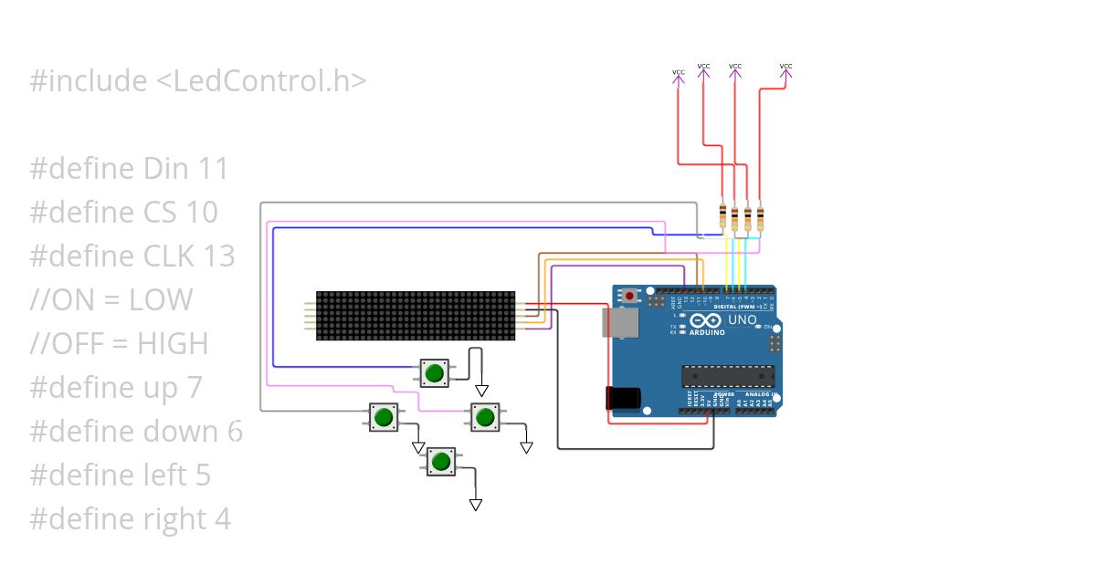 LED Matrix control by button simulation