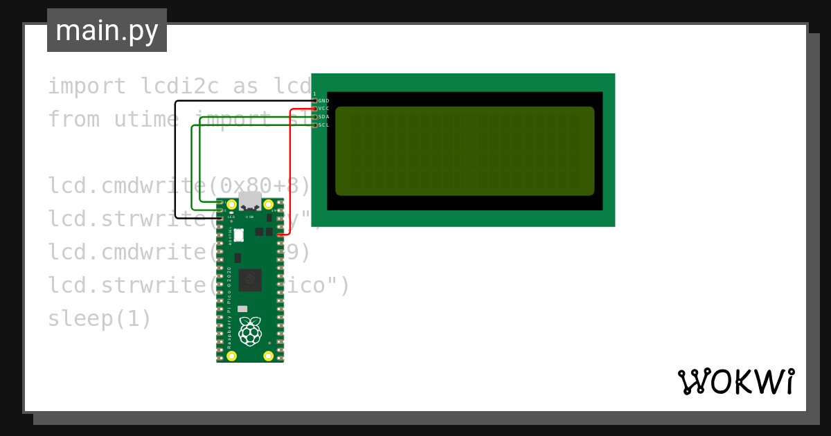 LCD_I2C Pico - Wokwi ESP32, STM32, Arduino Simulator