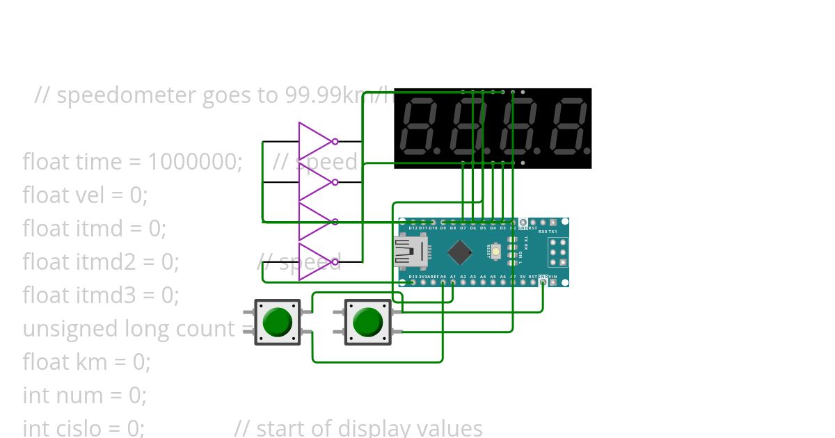 Speedometer sevseg simulation
