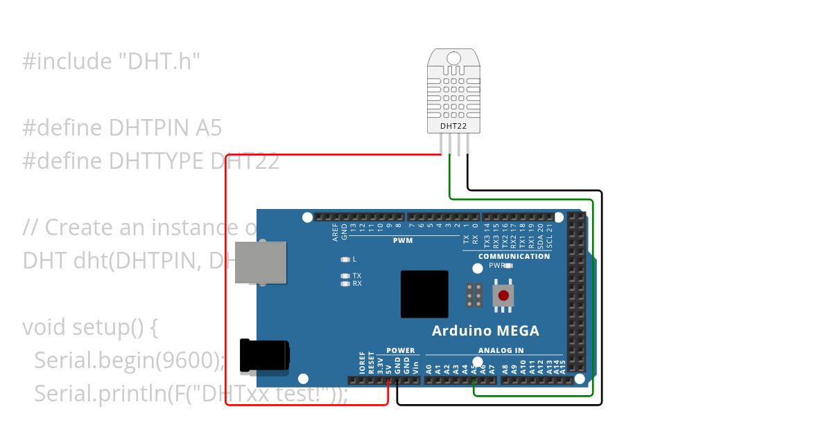 Arduino Mega DHT simulation