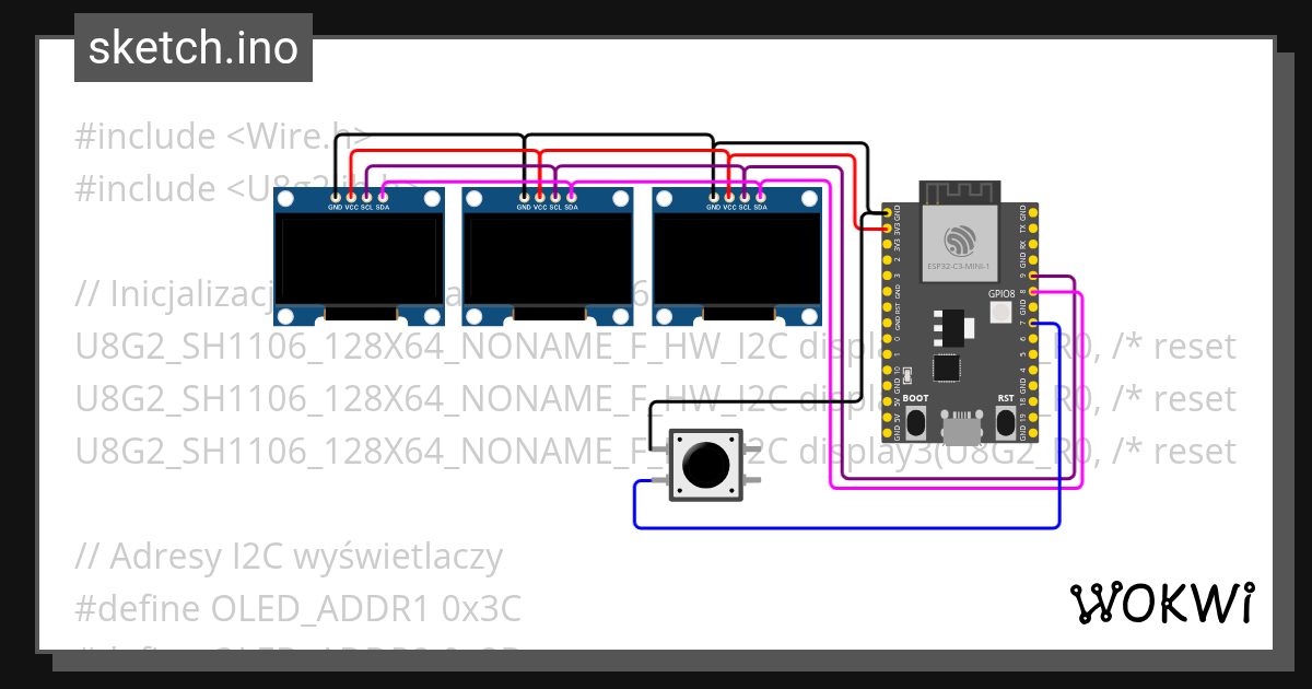 ESP32 I2C GUAGES - Wokwi ESP32, STM32, Arduino Simulator
