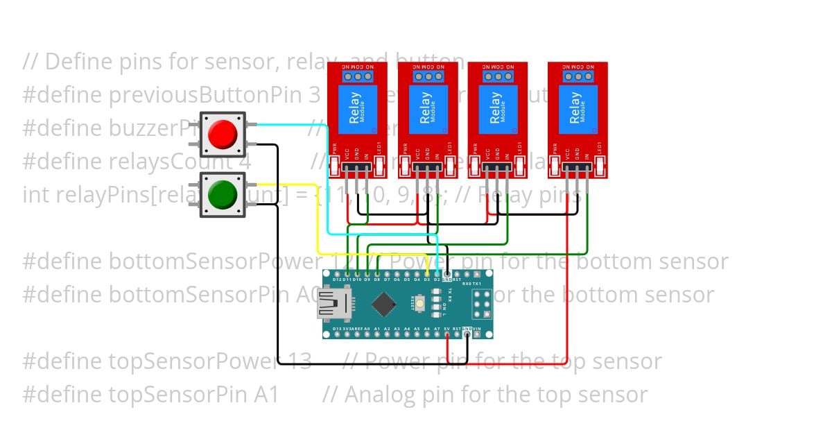 relay on off 4 button Copy simulation