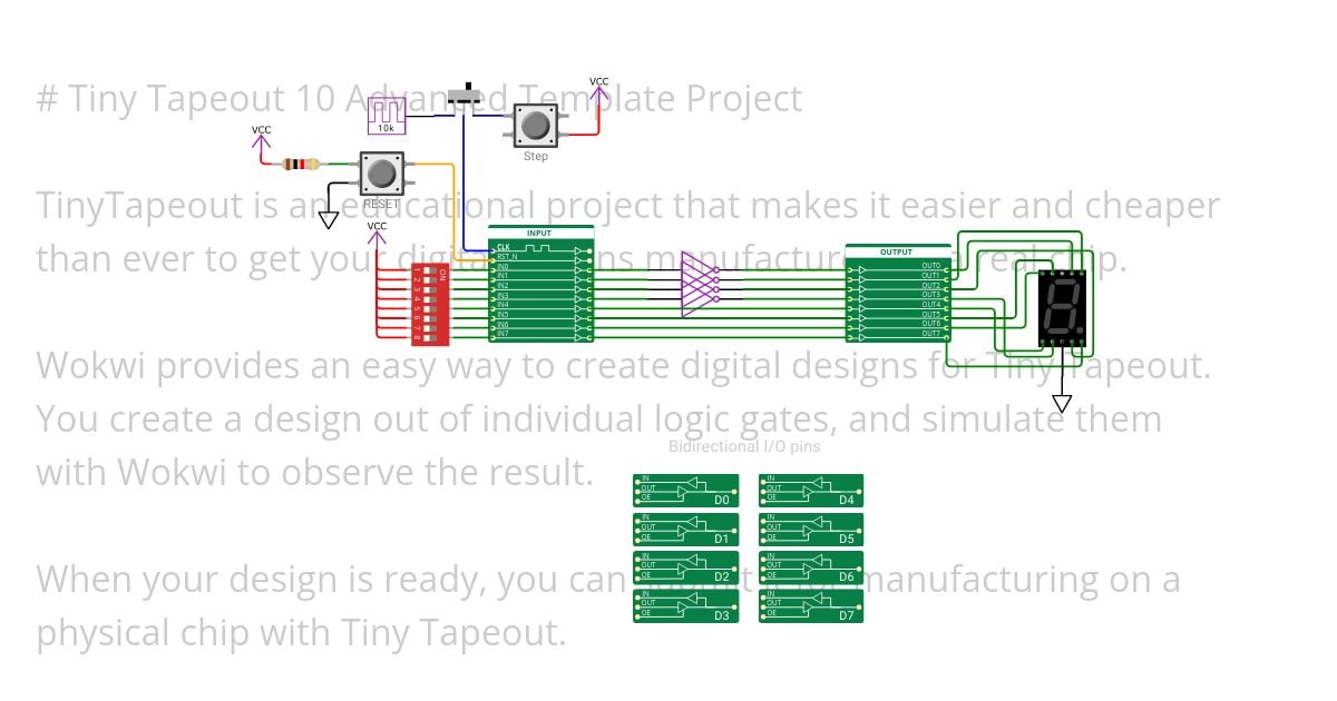 Tiny Tapeout 10 Advanced Template (bidir) simulation