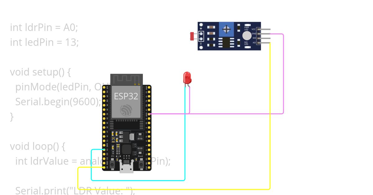 ข้อ 1: อ่านค่าจาก LDR และควบคุม LED simulation