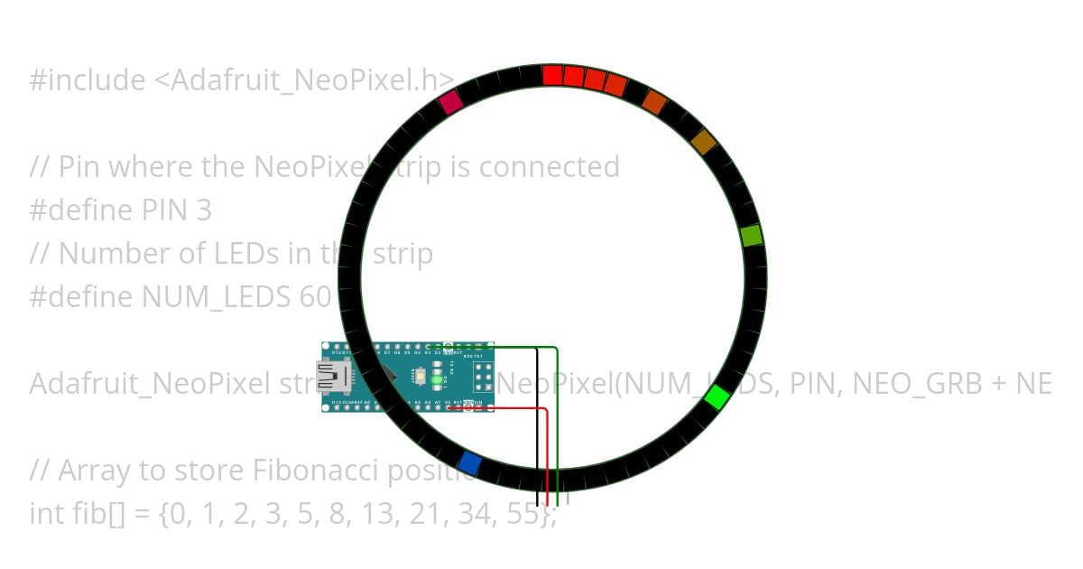 Fibonacci led simulation