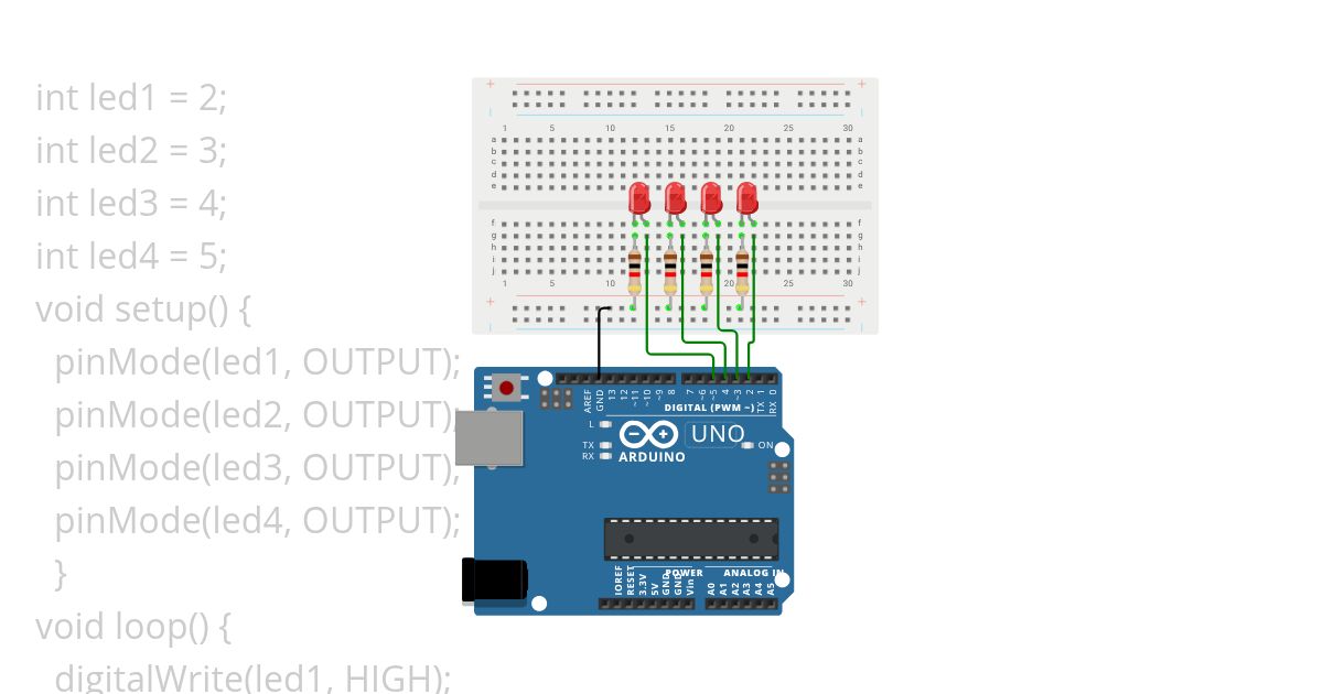 4 LED Run Arduino  Optimized simulation