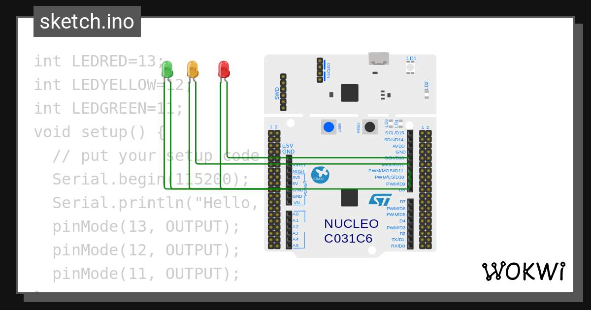 traffic light - Wokwi ESP32, STM32, Arduino Simulator