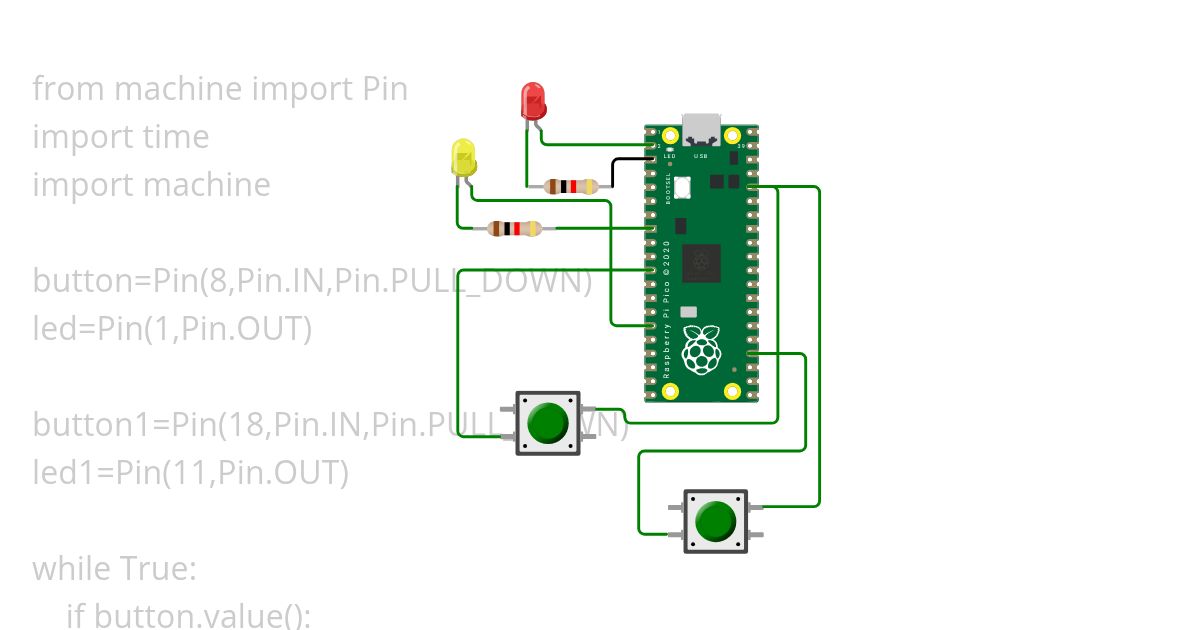 2 sensor pulsador dos led simulation