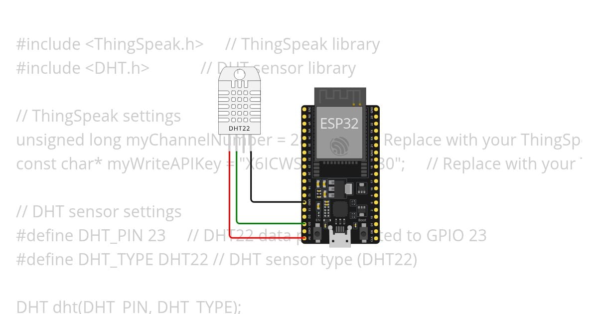 DHT Sensor with ESP32 simulation