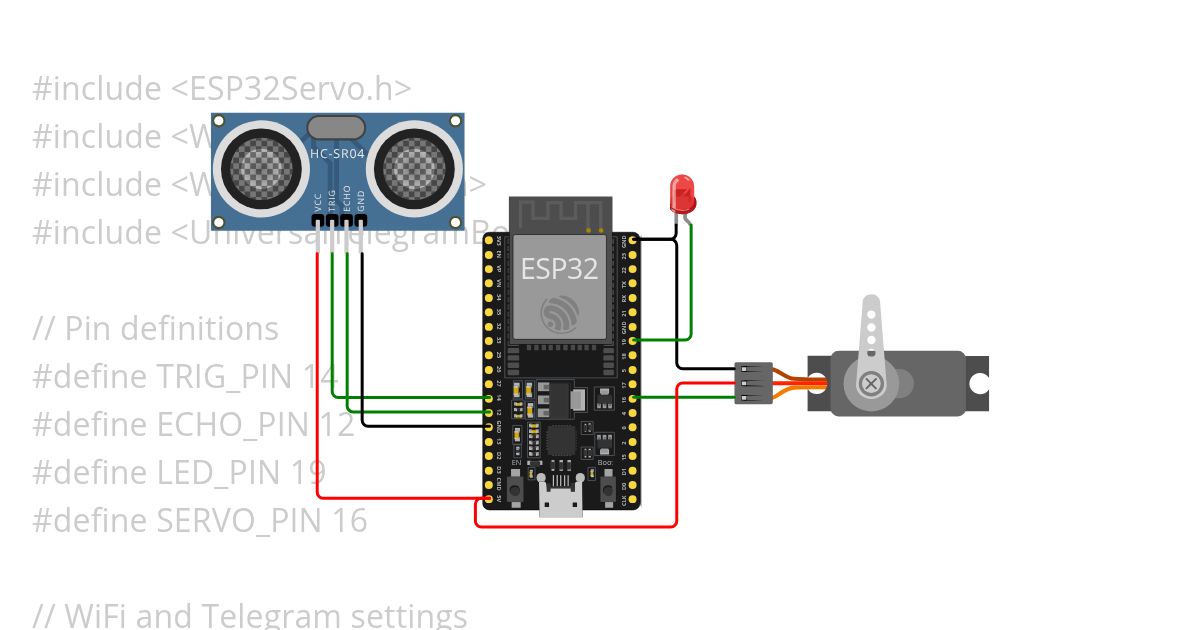 SISTEM KONTROL PINTU BERBASIS ESP32 DENGAN MONITORING TELEGRAM simulation