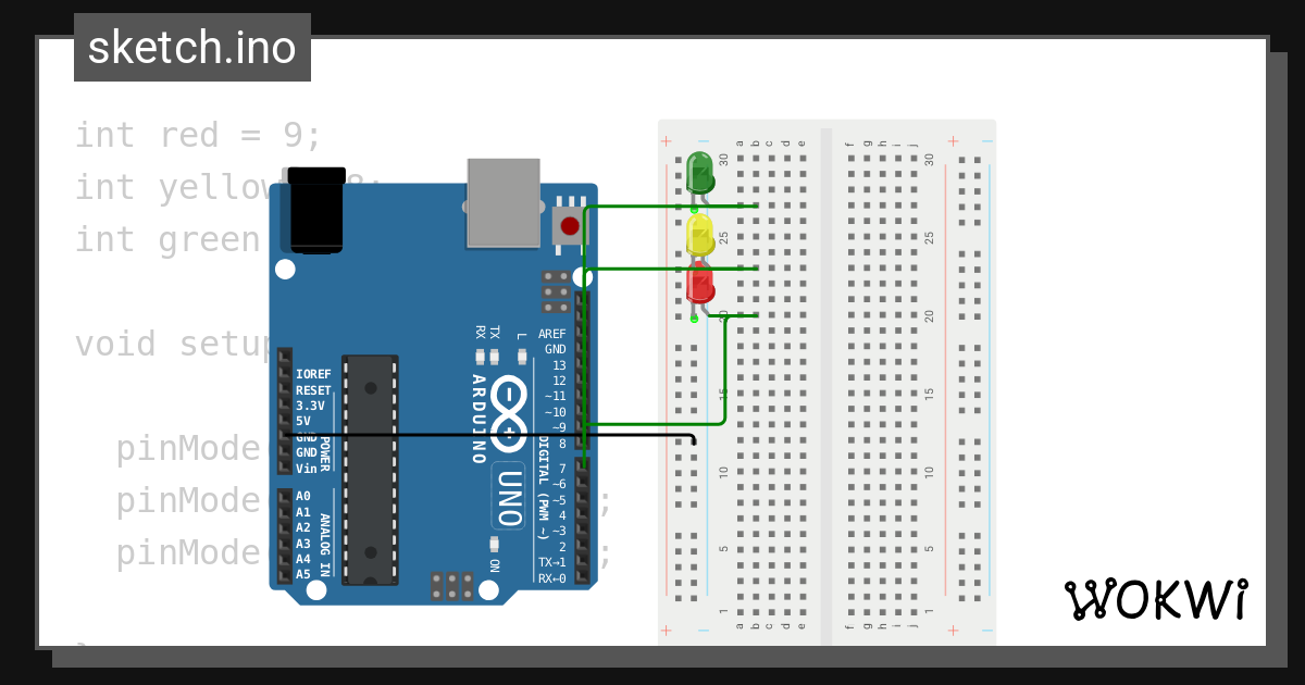 Arduino traffic light - Wokwi ESP32, STM32, Arduino Simulator