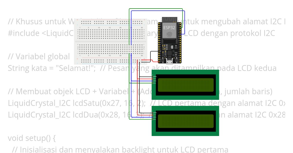 Kelas IoT - 38. Menggunakan lebih dari satu LCD I2C simulation