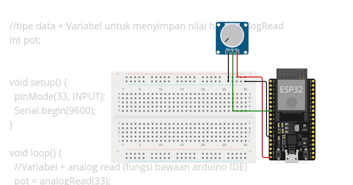 Kelas IoT - 39. Menggunakan Potensio Meter simulation