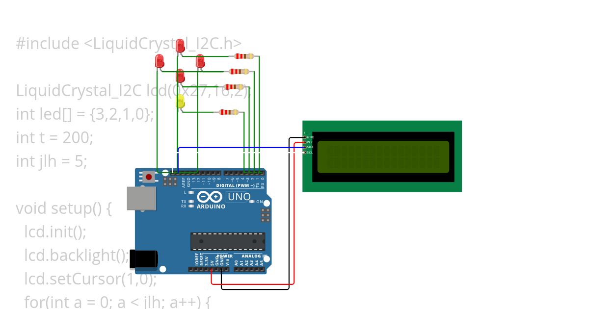 lcd I2C + led (new year ver.) simulation