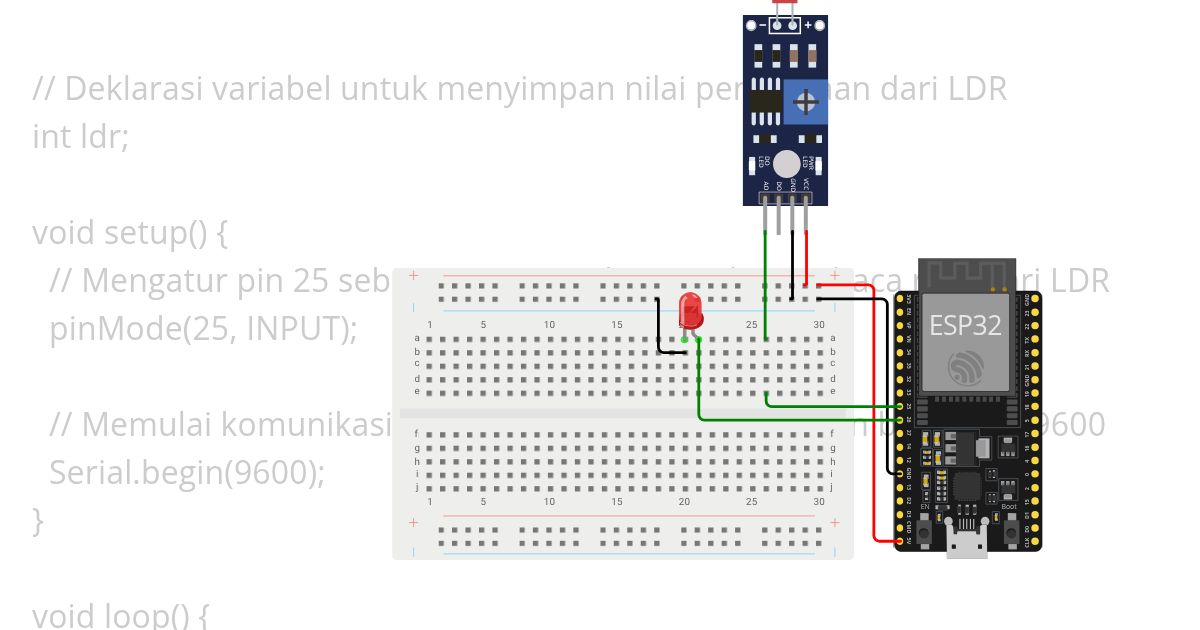 Kelas IoT - 47. Membuat Lampu Otomatis Berdasarkan Kondisi Cahaya simulation