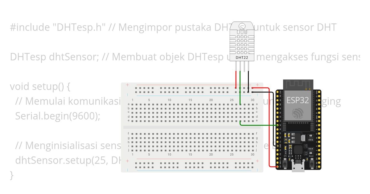 Kelas IoT - 48. Membaca Suhu dan Kelembaban Ruangan dengan DHT22 simulation