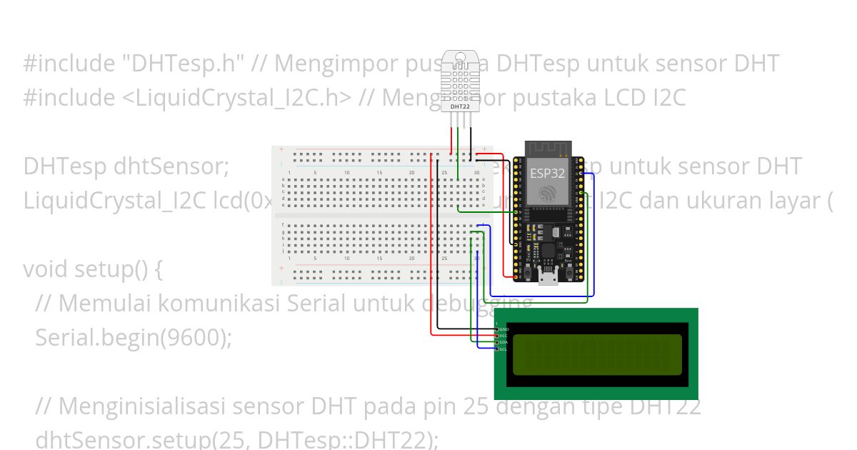Kelas IoT - 49. Menampilkan Suhu dan Kelembaban ke LCD simulation