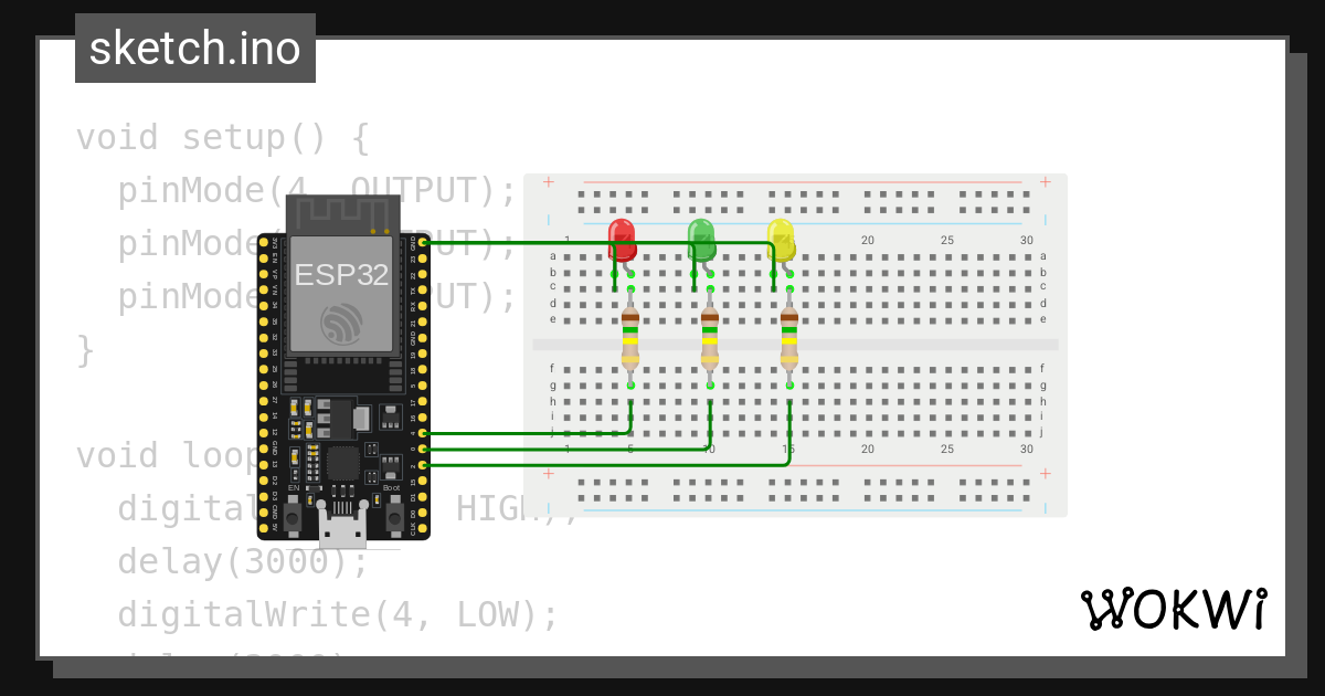 Traffic Light - Wokwi ESP32, STM32, Arduino Simulator