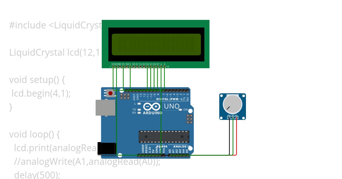 lcd with potentiometer simulation